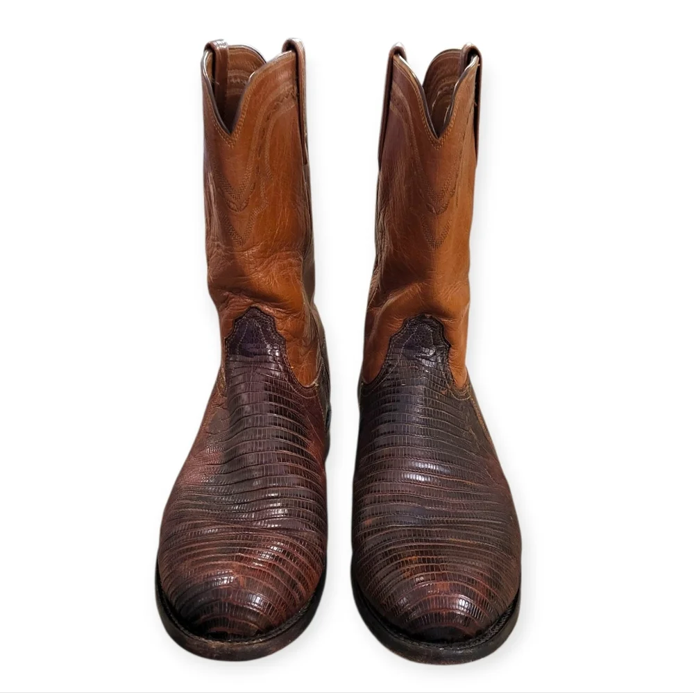 LUCCHESE 2000 Leather Boots Size 10.5 EE Tan Brown